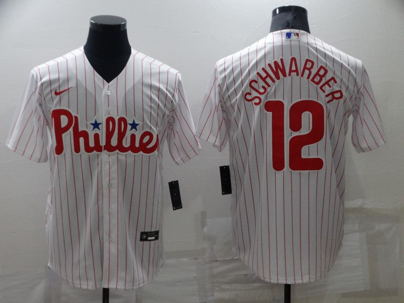 Men's Philadelphia Phillies Kyle Schwarber #12 White Baseball Jersey
